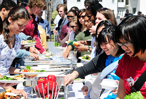 All admitted students and their families, and the campus community, were invited to an all-campus barbeque and student activities fair April 17 on Andrus Field. The luncheon was held during WesFest, an annual three-day event, that allowed admitted students to experience life at Wesleyan first-hand.