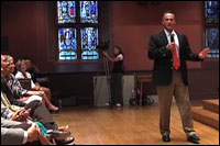 Wesleyan President Michael S. Roth delivers a Class of 2013 Arrival Day Welcome Sept. 1 in Memorial Chapel. 