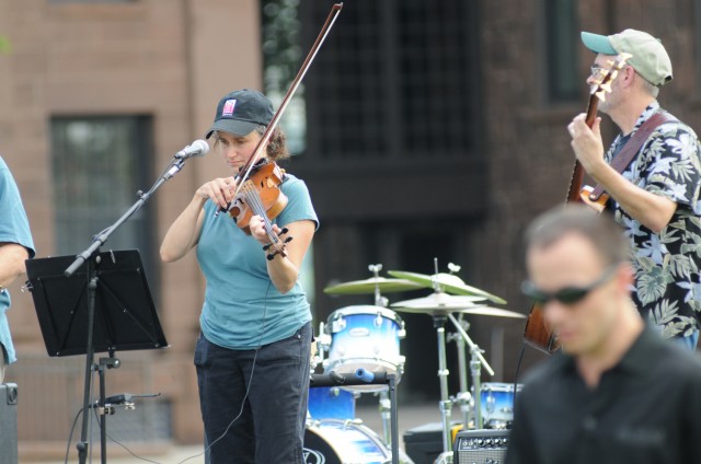 Rebecca McCallum performs on fiddle during the event. THE MASH, inspired by Fete de la Musique, also known as World Music Day, highlights the music scene at Wesleyan and kicks off the year-long campus and community-wide Music and Public Life initiative.