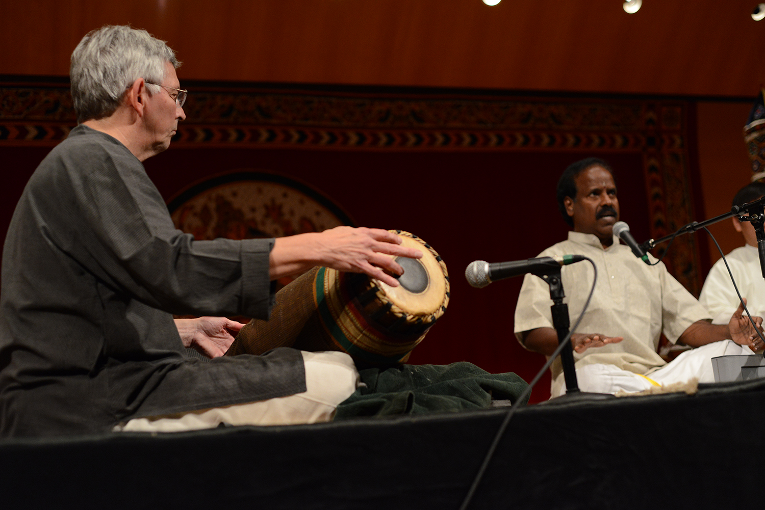 Balasubrahmaniyan was joined by Adjunct Assistant Professor of Music David Nelson, left, on mridangam and L. Ramakrishnan on violin.
