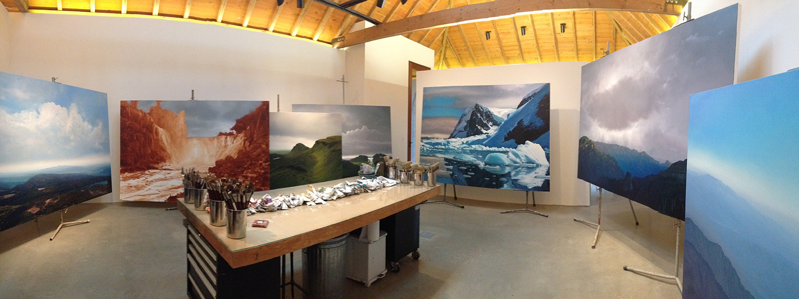 Tula Telfair's studio with works in progress. 