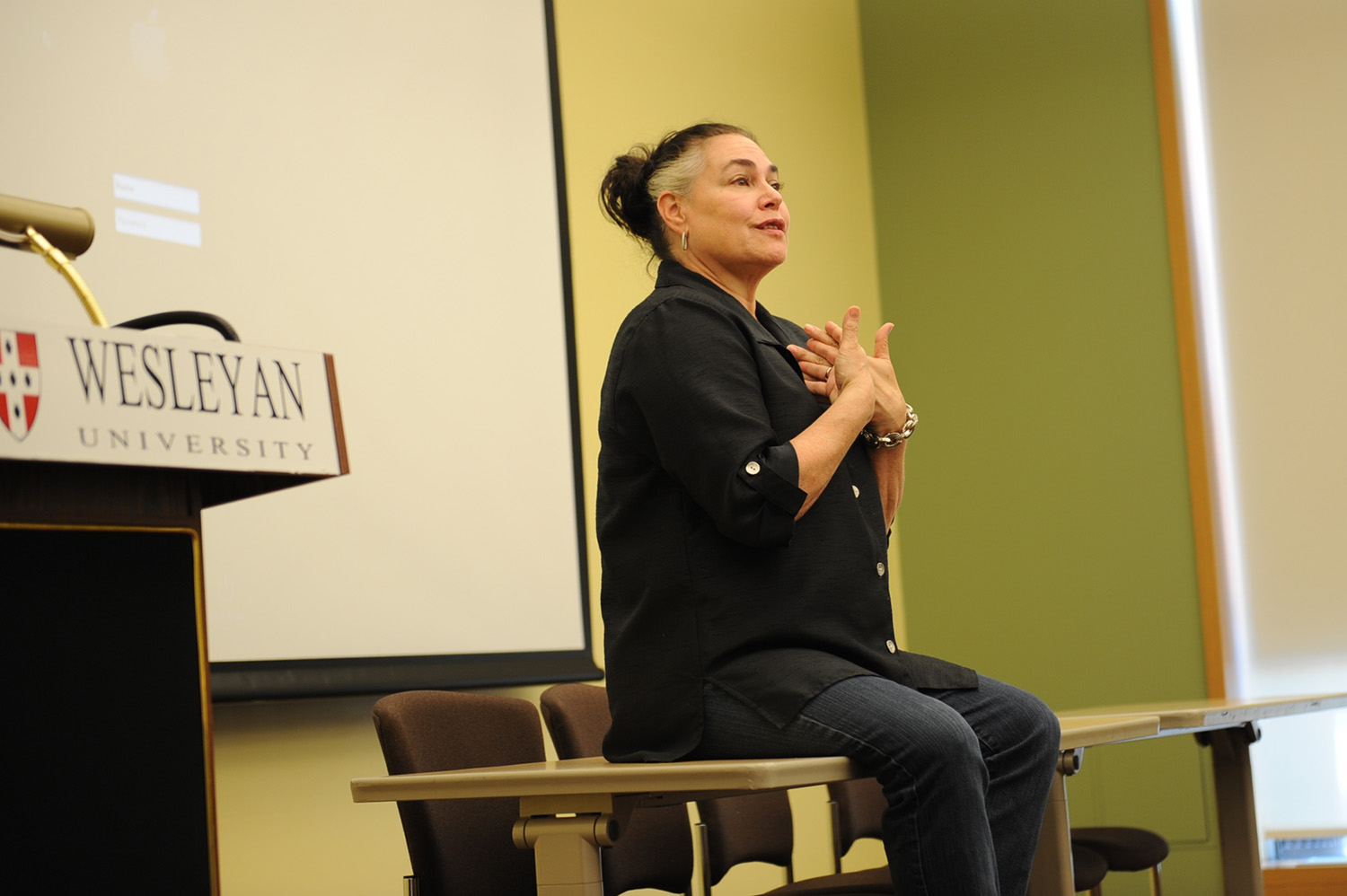 Award-winning novelist Amy Bloom ’75, director of the Shapiro Center for Creative Writing and Distinguished University Writer-in-Residence, spoke to conference participants about her writing process and read from her latest book,  Lucky Us.