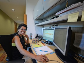 Andrea Vargas ’17 is spending her summer working as a student assistant for the Office of University Events and Scheduling. She also holds this job during the academic year. “I use a computer program to process information about campus events. We handle all the logistics for events, and right now I’m planning for faculty lectures that will be held next fall.”