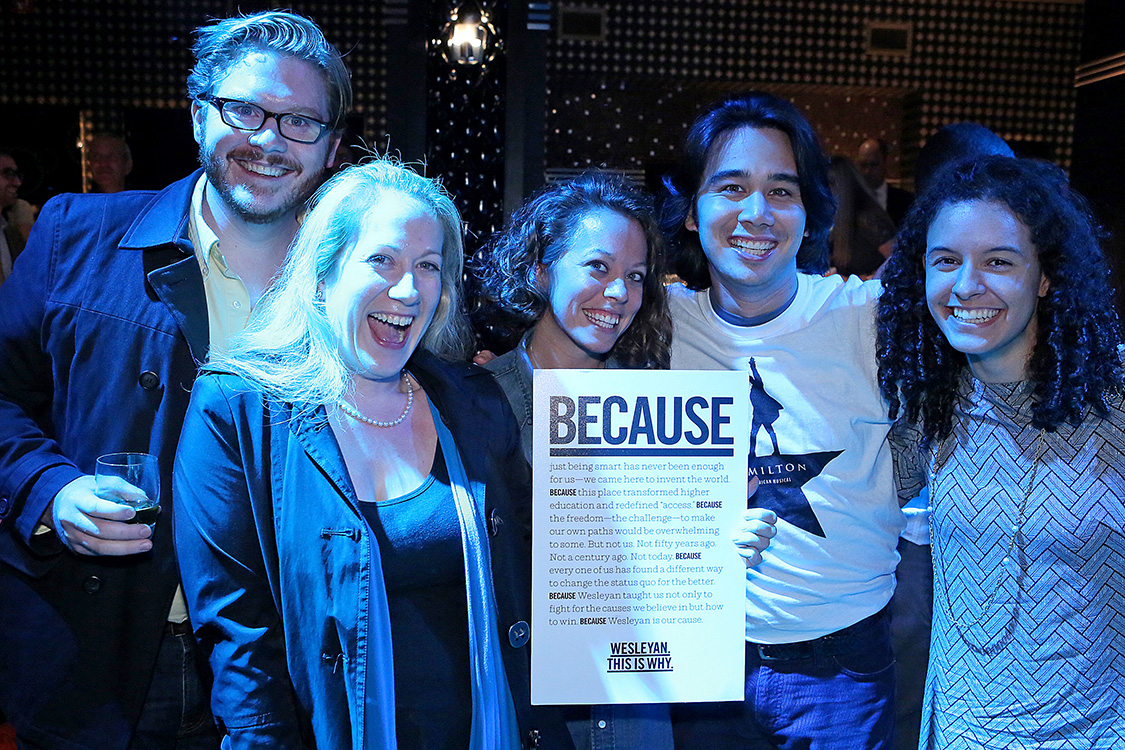 On Oct. 2, Lin-Manuel Miranda '02 and Thomas Kail '99 hosted a special Wesleyan night, with a performance of their acclaimed "Hamilton" on Broadway. After the performance, attendees, leadership donors and volunteers moved to the 1831 Society Reception at the Edison Ballroom. #THISISWHY. (Photo by Robert Adam Mayer)
