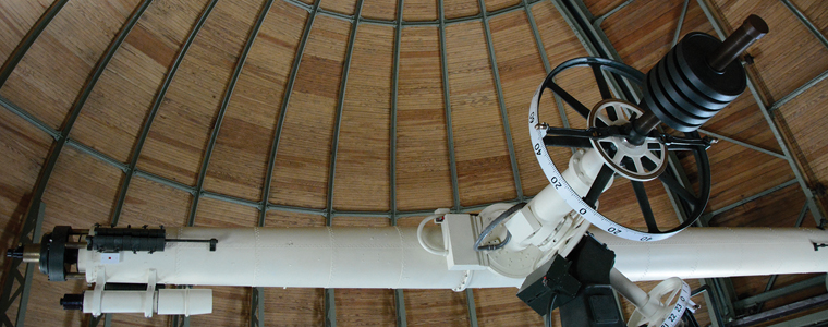 Wesleyan’s iconic observatory dome was built to house the Van Vleck Refractor, used in research until the early 1990s. Photo by John Van Vlack.