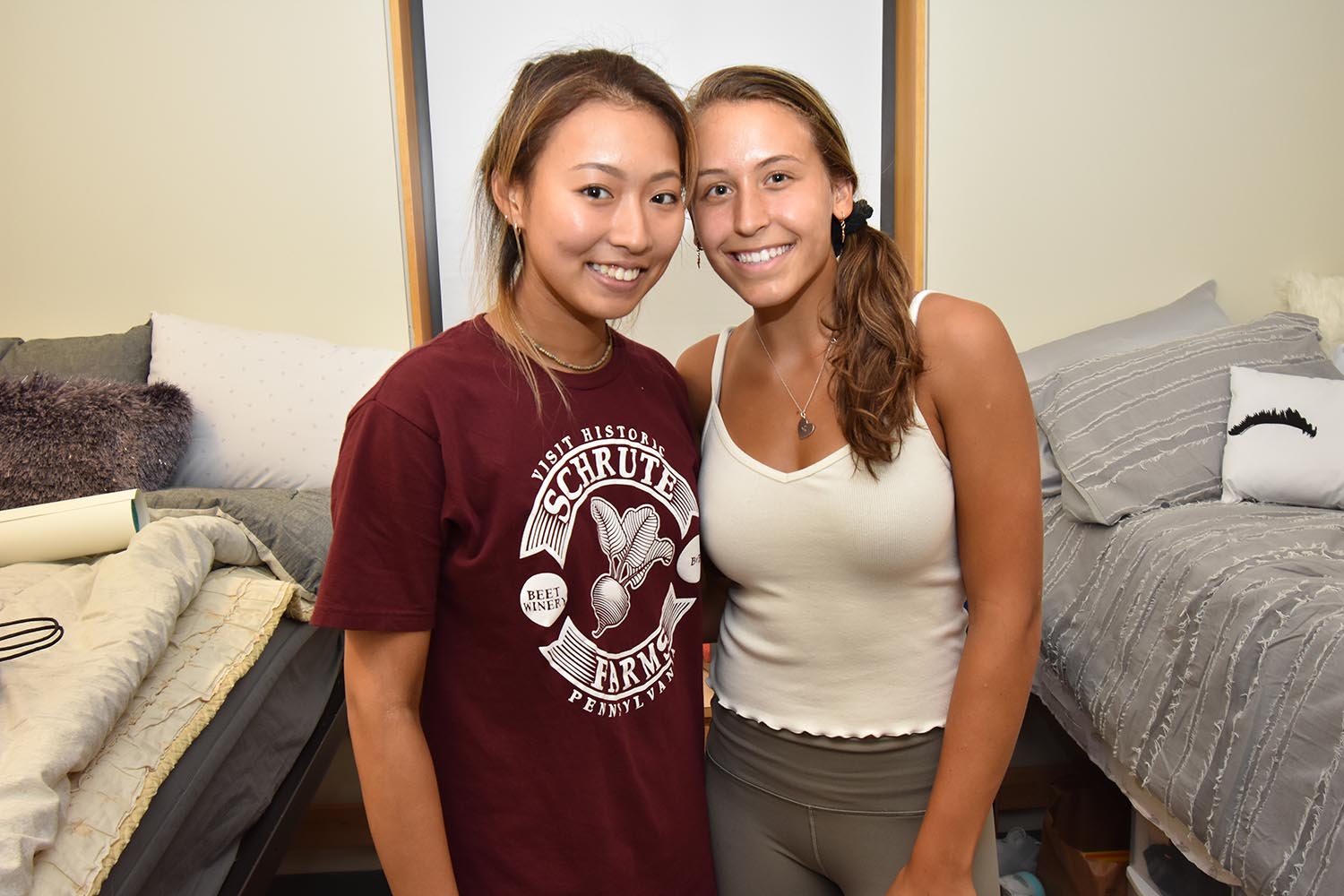 Serim Jin '23 of Portland, Ore. and Caitlin Goldberg '23 of Chicago, Ill. are roommates and members of the women's tennis team. "When I visited campus I just knew Wesleyan was for me," Jin said. “I love the vibe of the whole campus.” Jin is leaning toward studying economics. Goldberg is considering a major in economics or computer science. “When I first visited Wes, it was beautiful and I could see myself studying here.”