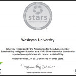 Wesleyan Receives STARS Silver Rating for Sustainability Achievements