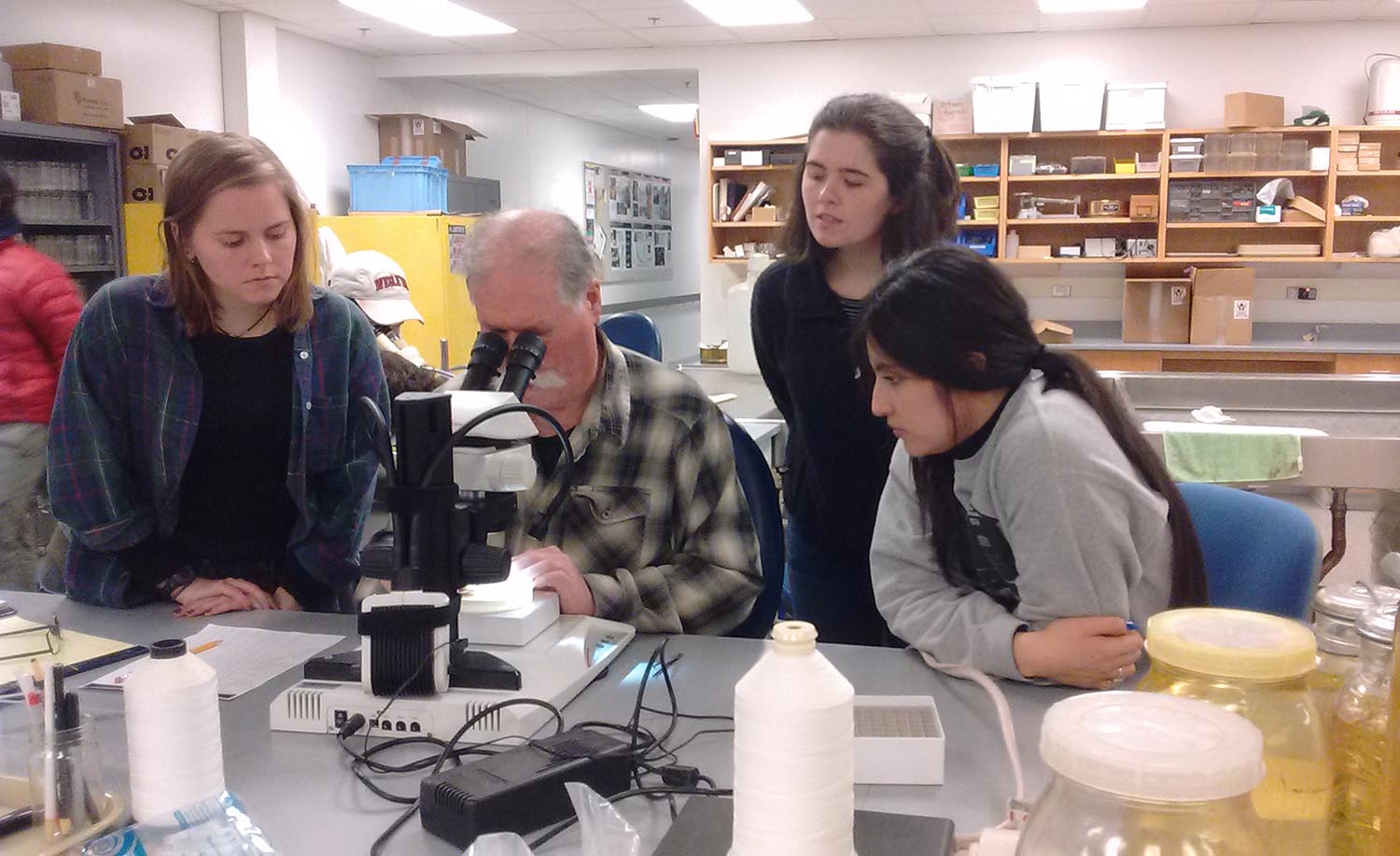 Barry Chernoff and students in University of Michigan lab