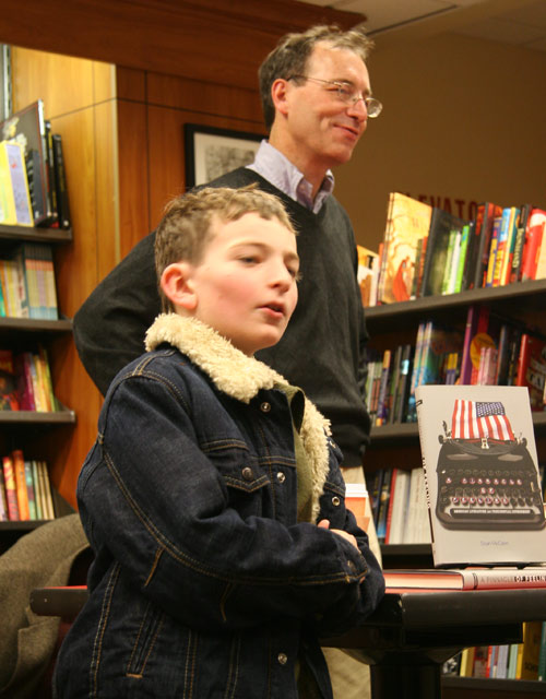 Dexter McCann, 8, made an apperance at his father's book signing. 