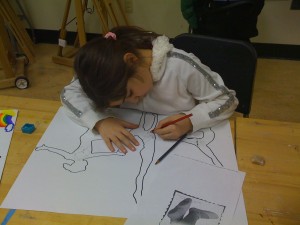 Green Street Arts Center students are working on designs for the community mural. (Photo courtesy of Marela Zacarias)