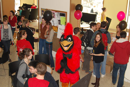 The Wesleyan Cardinal attended the Tuition Transition celebration in Usdan. 