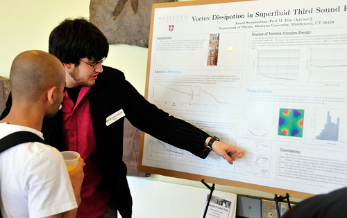 Physics major Anand Swaminathan '09 explains his research on "Vortex Dissipation in Superfluid Third Sound Flows."