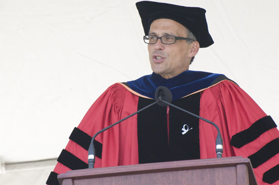 Wesleyan President Michael S. Roth '78 speaks during the Wesleyan University Commencement Ceremony May 24.