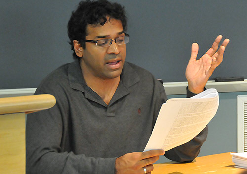Wesleyan Writers Conference teacher Ravi Shankar leads a discussion on poetry June 17 during the 53rd annual conference. 