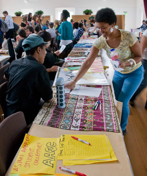 The event allowed students to learn about student groups, discover the Usdan University Center and interact with vendors from the Middletown community. Pictured is the Asian American Student Collective booth. 