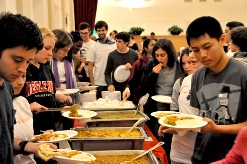 Wesleyan's Interfaith Justice League sponsored the third-annual Fast-a-Thon Oct. 1 in Beckham Hall. They agreed to fast for the day, and donated their unused meals or student meal points to the local soup kitchen, Amazing Grace Food Pantry.
