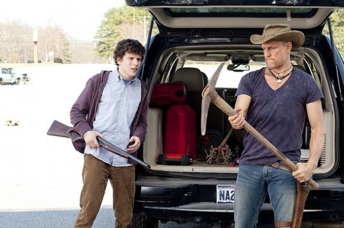 At left, Jesse Eisenberg and Woody Harrelson in Zombieland.