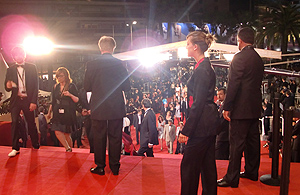 Draper took this photo of the red carpet leading up to the Grand Lumiere Theater (before the entrance of cast and crew), on the night of the premiere of Dasse Weisse Band, which won the Palme d'Or.