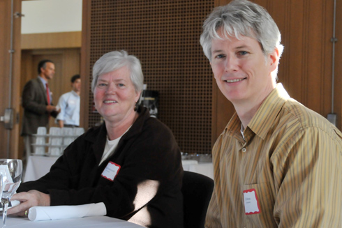 Linda Shettleworth, administrative assistant in the Astronomy Department, attended the luncheon with Ed Moran, chair of the Astronomy Department, associate professor of astronomy and director of the Van Vleck Observatory. Shettleworth celebrates 25 years at Wesleyan. 