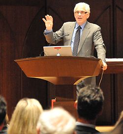 Alexander Nehamas, professor of humanities at Princeton University, delivered the COL 50th Anniversary Philip Hallie Memorial Lecture Nov. 6 in Memorial Chapel. His talk was titled "Because It Was He, Because It Was I: The Good of Friendship."