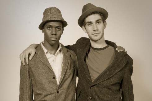 Aaron Peisner '12 and Garth Taylor '12 pose as rural Arkansans living between 1939 and 1945 in this portrait. 