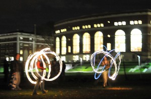 Prometheus, Wesleyan's student fire-dancing group, performed on Foss Hill Nov. 6 during Homecoming/Family Weekend.