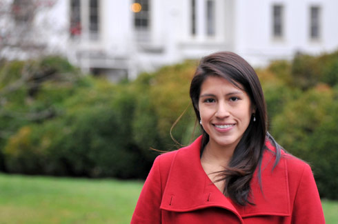 Sandy Tello '06, assistant director of alumni relations, works with students to make sure they are aware of “life after Wesleyan," and the importance of legacy and staying connected.