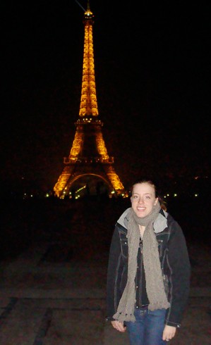 While studying abroad in Paris, France, junior Lydia Tomkiw's host family gave her a tour of the city at night, which included a stop at the Eiffel Tower. 
