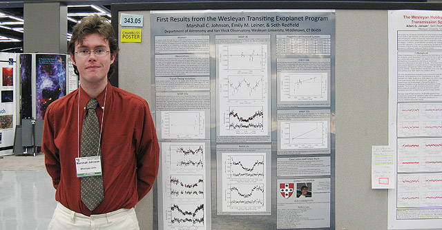 Marshall Johnson '11 presented his research poster at the American Astronomical Society (AAS) meeting, Jan. 10-13 in Seattle, Wash. The AAS awarded Johnson with the Chambliss Astronomy Achievement Award.