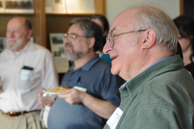 Stewart Novick, professor of chemistry, enjoys the graduate student reception.