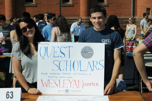 Representatives from the Wesleyan chapter of the Quest Scholars Network offered opportunities for high-achieving students from low-income backgrounds to build a supportive community through social and service activities