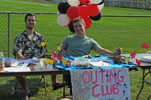 Surrounded by pine cones and branches, the Outing Club advertised their biking, hiking, canoeing, and rock climbing trips, mountain excursions, and camping adventures from the comfort of their Student Groups Fair table. (Photos by Bill Tyner '13) 