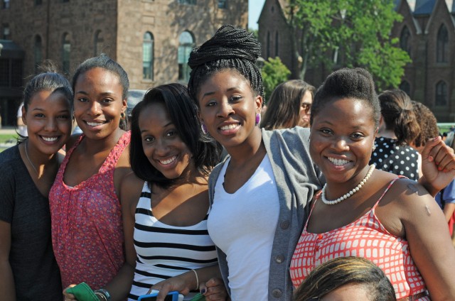 Students smile for the camera at the Student Groups Fair Sept. 14. 