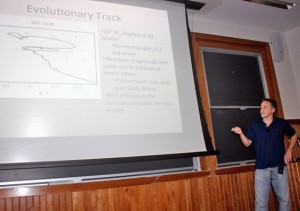 Astronomy major Mark Popinchalk '13 presents his research. 
