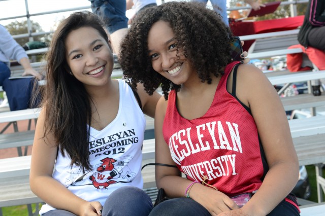 Students support Wesleyan during the homecoming game. 