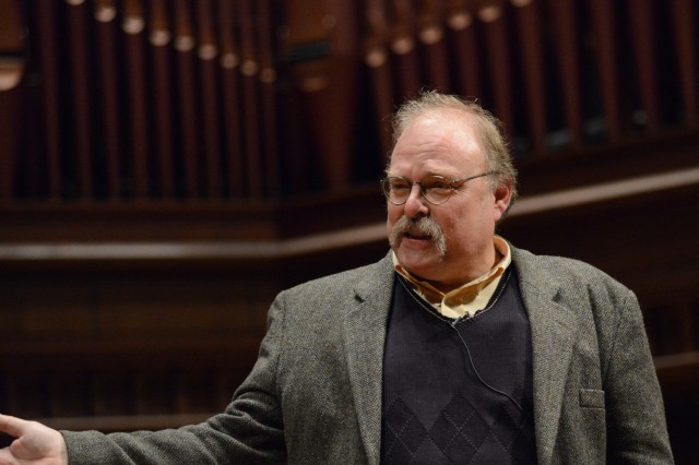 Gil Skillman, professor of economics, tutor in the College of Social Studies, spoke on "Wesleyan 2050." “What I want to talk about is Wesleyan as an institution which is by its nature a-rational in an economic sense," he said.