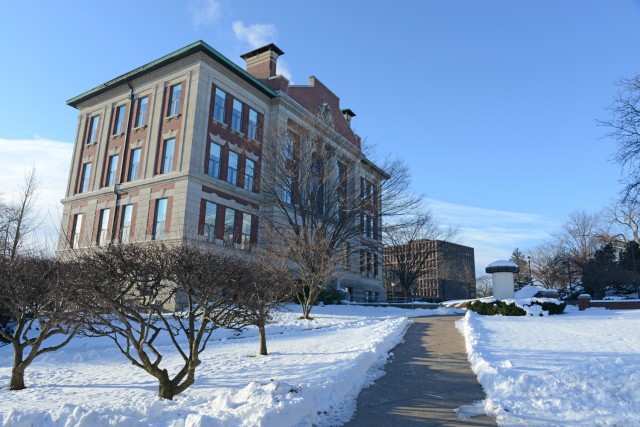 A cleared path leads to the Allbritton Center on Jan. 2. 