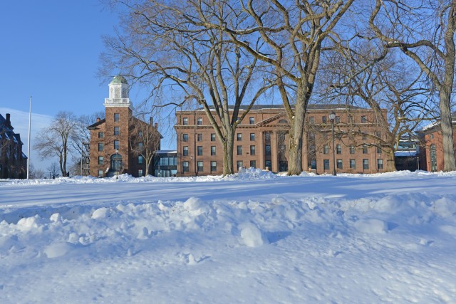 While students and faculty were away for winter recess, Wesleyan received a blanket of snow. Pictured is South College and North College on Jan. 2. 