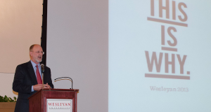 Board Chair Joshua Boger ’73, P’06, P’09 speaks at the Board of Trustees dinner. 