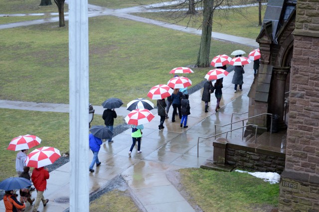 Umbrella parade near Memorial Chapel on March 12.