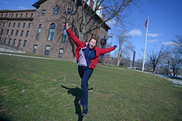 Megan Cash '14 has a little SPRING in her step on March 21.