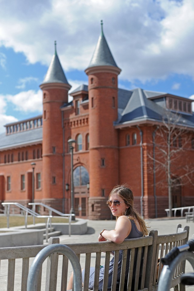 After three days of cloud-covered sky, the sun finally broke through. Alison Znamierowski '15 enjoyed the sunny beams March 26 at Usdan University Center's Huss Courtyard.