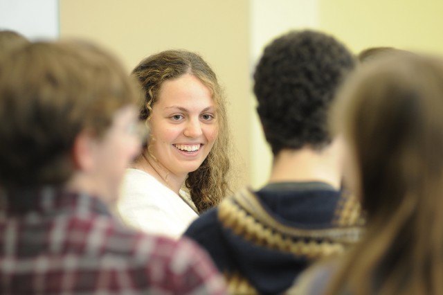 Admitted students mingle at a student-to-student panel April 17 in Usdan University Center. 