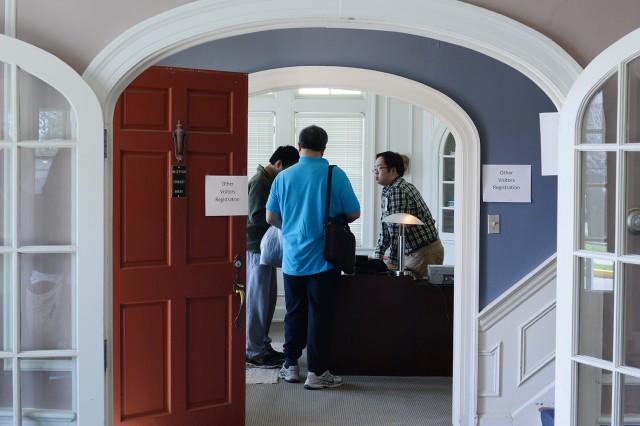 WesFest registration takes place inside the Office of Admission. 