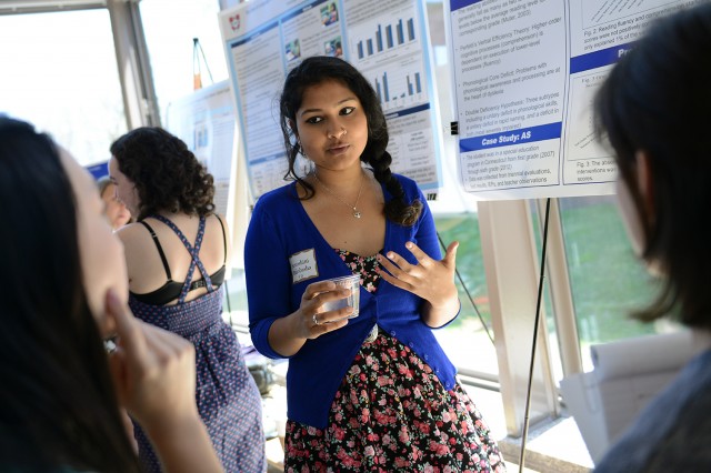 Srotoshini Bhalobasha '14  spoke about her research on "Tracking the Shortcoming in Special Education: A Case Study of a Student with Dyslexia." Her advisor is Lisa Dierker, professor of psychology. 