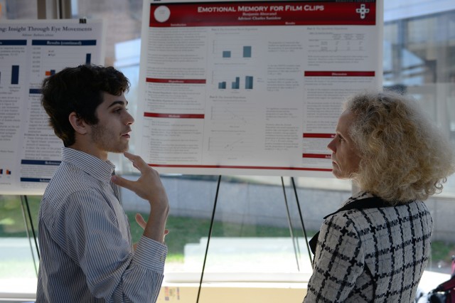 BA thesis student Benjamin Abravanel '13 spoke to Ruth Striegel, the Walter A. Crowell University Professor of the Social Sciences, professor of psychology, about his study on "Emotional Memory for Film Clips." His advisor is Chuck Sanislow, assistant professor of psychology.