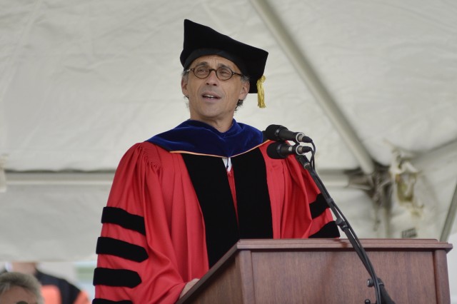 Wesleyan President Michael Roth speaks during the Wesleyan Commencement Ceremony May 26. 