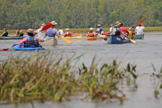 Paddlers explore the 400-acre “Floating Meadows” tidal wetland at the confluence of the Mattabesset and Coginchaug Rivers.