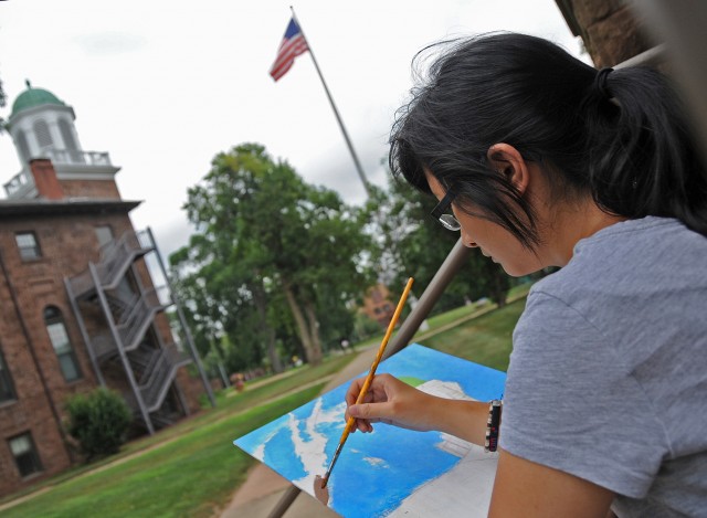 Victoria Lee, 17, of Danbury High School, painted the south side of South College. CCY is a program of the Capitol Region Educational Council and is sponsored in collaboration with Wesleyan’s Center for the Arts. The approximately 150 high school students that come to Wesleyan for CCY reflect a diverse ethnic, economic, and cultural society. Students leave CCY with a better perspective on career and higher education choices. 