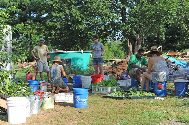 Students learn about sustainable agriculture at Long Lane Farm. 